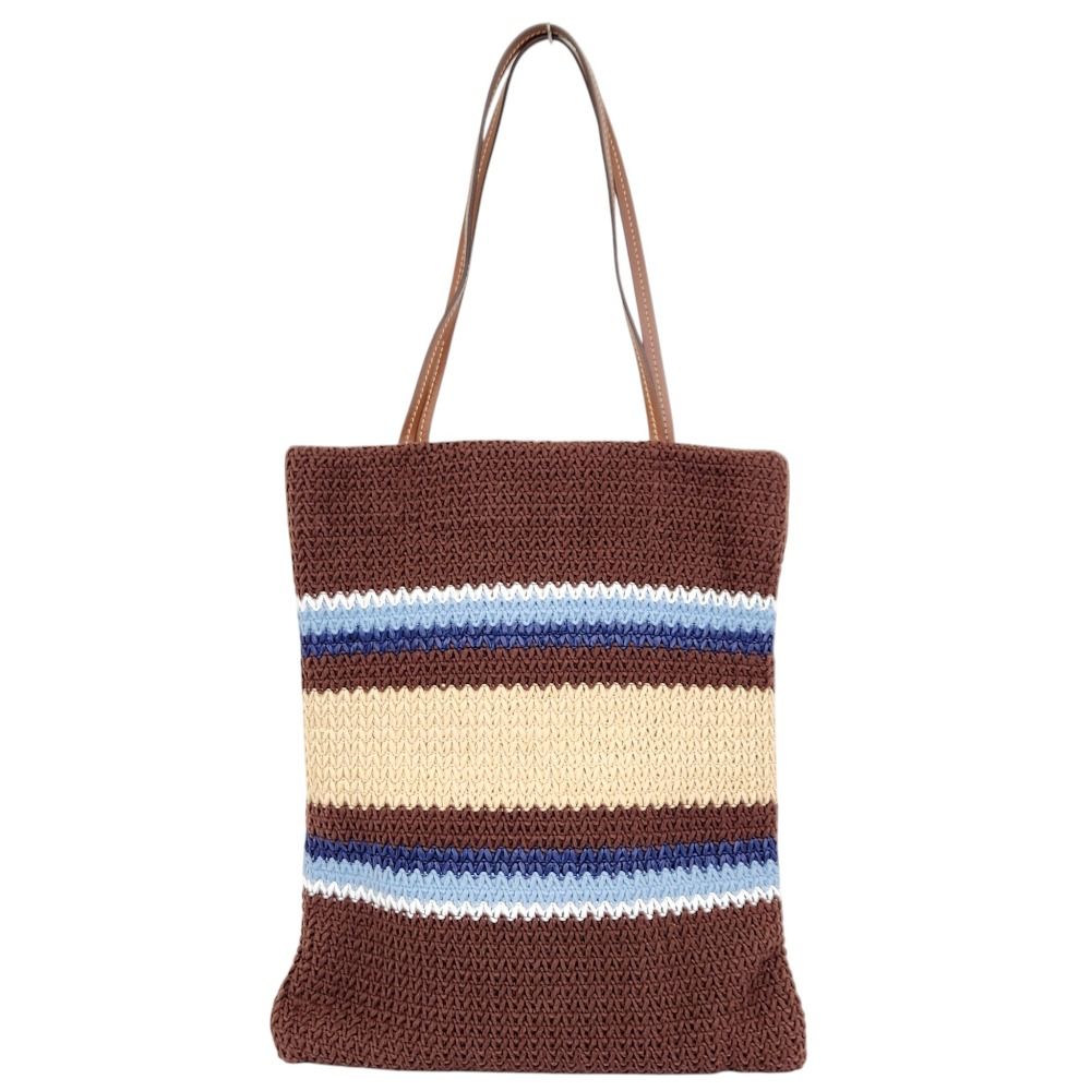 Miu Miu Raffia Effect Woven Tote Bag Cocoa Brown — view 2