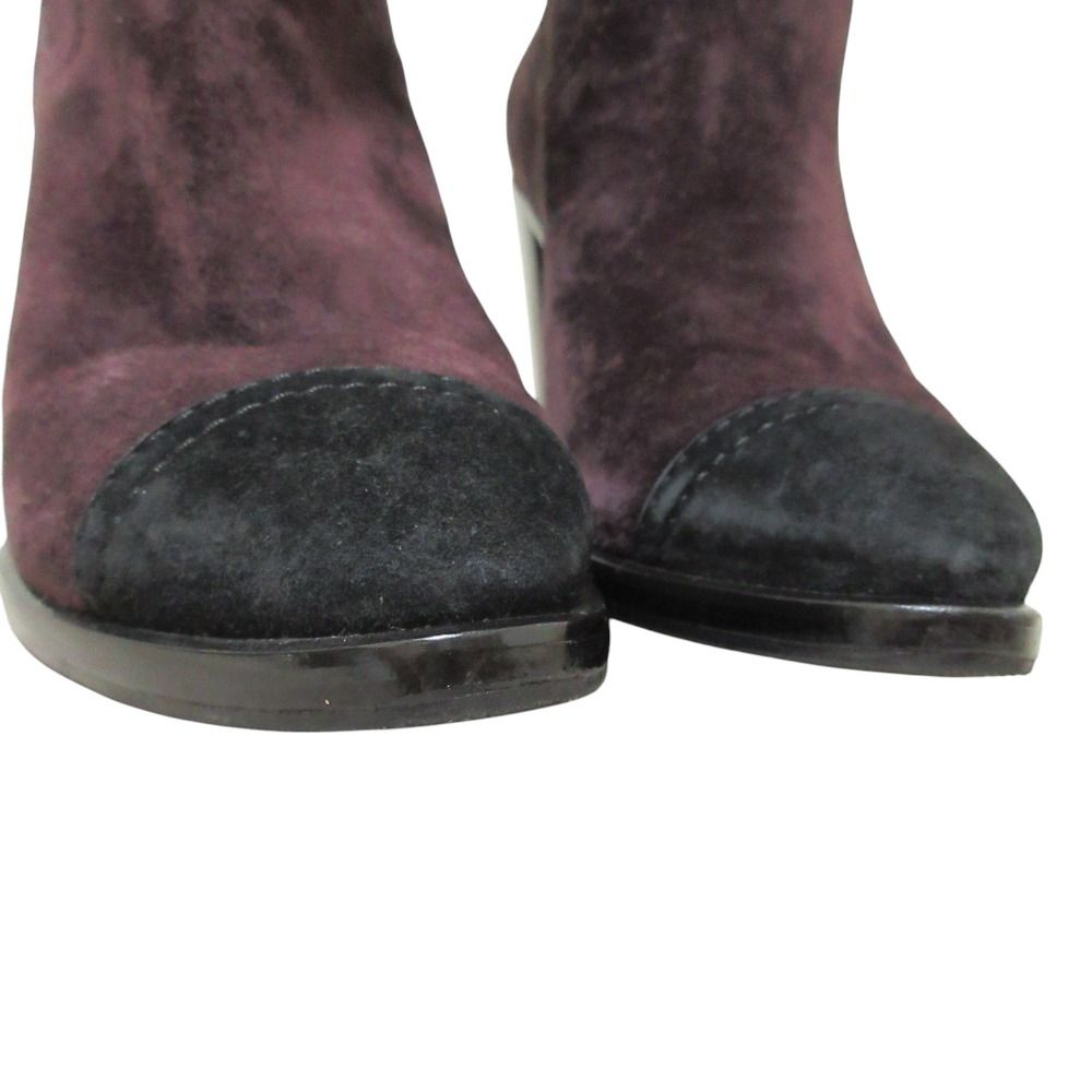 Chanel CC Logo Suede Leather Long Boots 37C Bordeaux — view 6