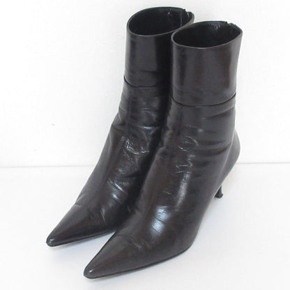 Gucci Leather Pointed Toe Short Ankle Boots Black