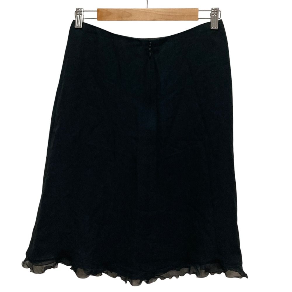 Chanel 01P Logo Plate Silk Skirt Black — view 2