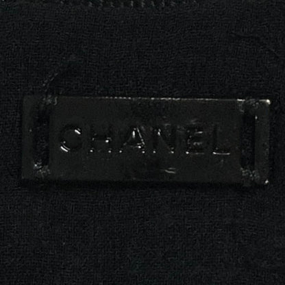 Chanel 01P Logo Plate Silk Skirt Black — view 4