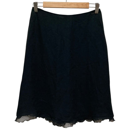 Chanel 01P Logo Plate Silk Skirt Black