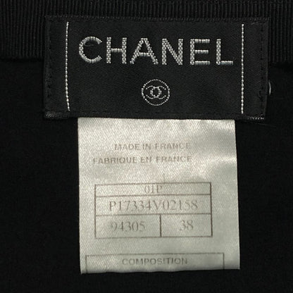 Chanel 01P Logo Plate Silk Skirt Black — view 5