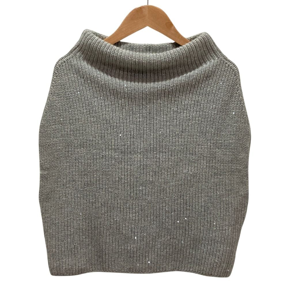 Brunello Cucinelli Sequin Cashmere Silk Knit Sweater Gray XS