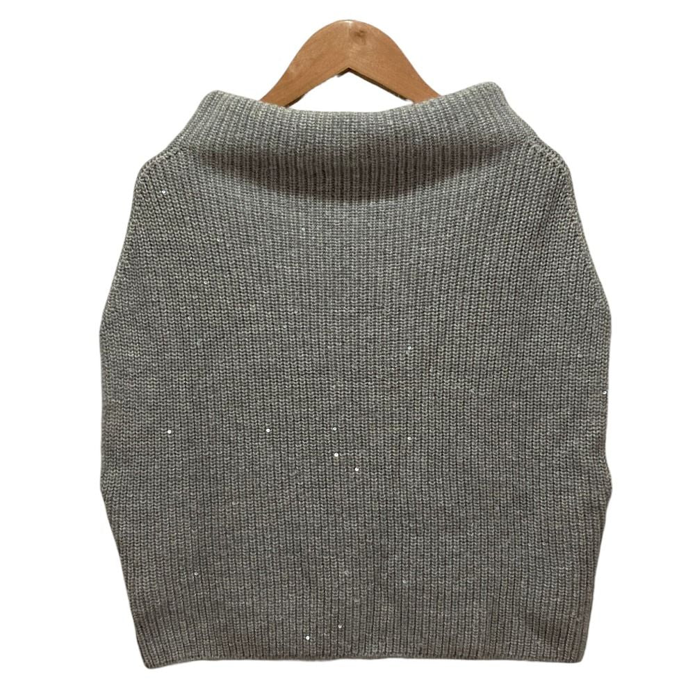 Brunello Cucinelli Sequin Cashmere Silk Knit Sweater Gray XS — view 2