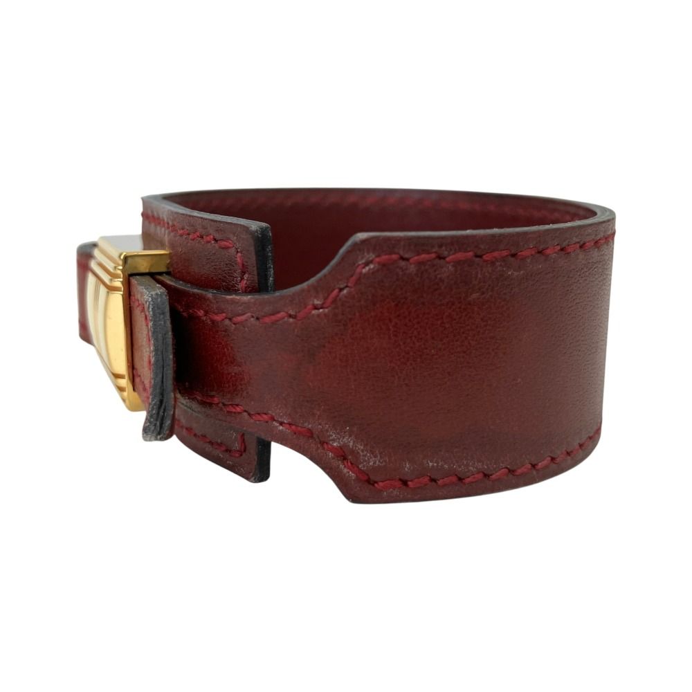 Hermes Artemis Leather Bracelet M Red Gold Colored — view 5