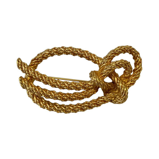Dior Vintage Rope Motif Brooch Gold Plated Colored