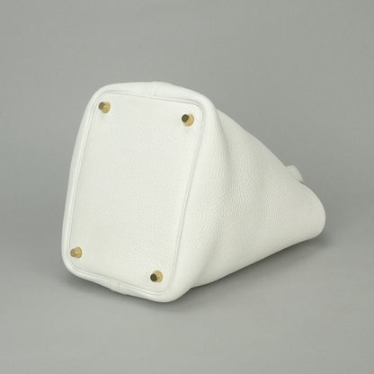 Hermes Picotin Lock PM 18 PM Tote Bag Taurillon Clemence White Gold — view 4