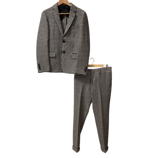 Gucci Wool Tweed Houndstooth Tailored Jacket Trousers Suit Set Black White
