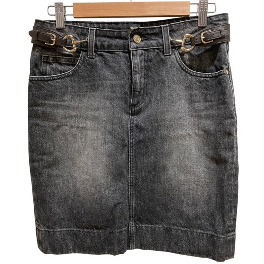 Gucci Horsebit Denim Mini Skirt Gray