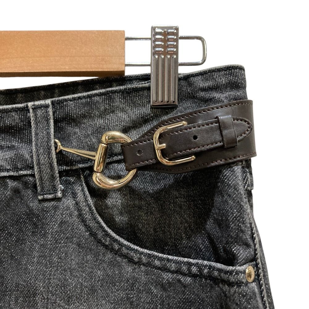 Gucci Horsebit Denim Mini Skirt Gray — view 4
