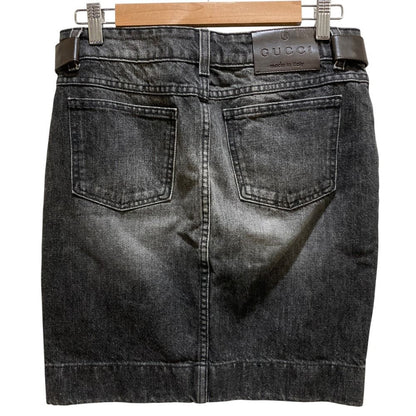 Gucci Horsebit Denim Mini Skirt Gray — view 5