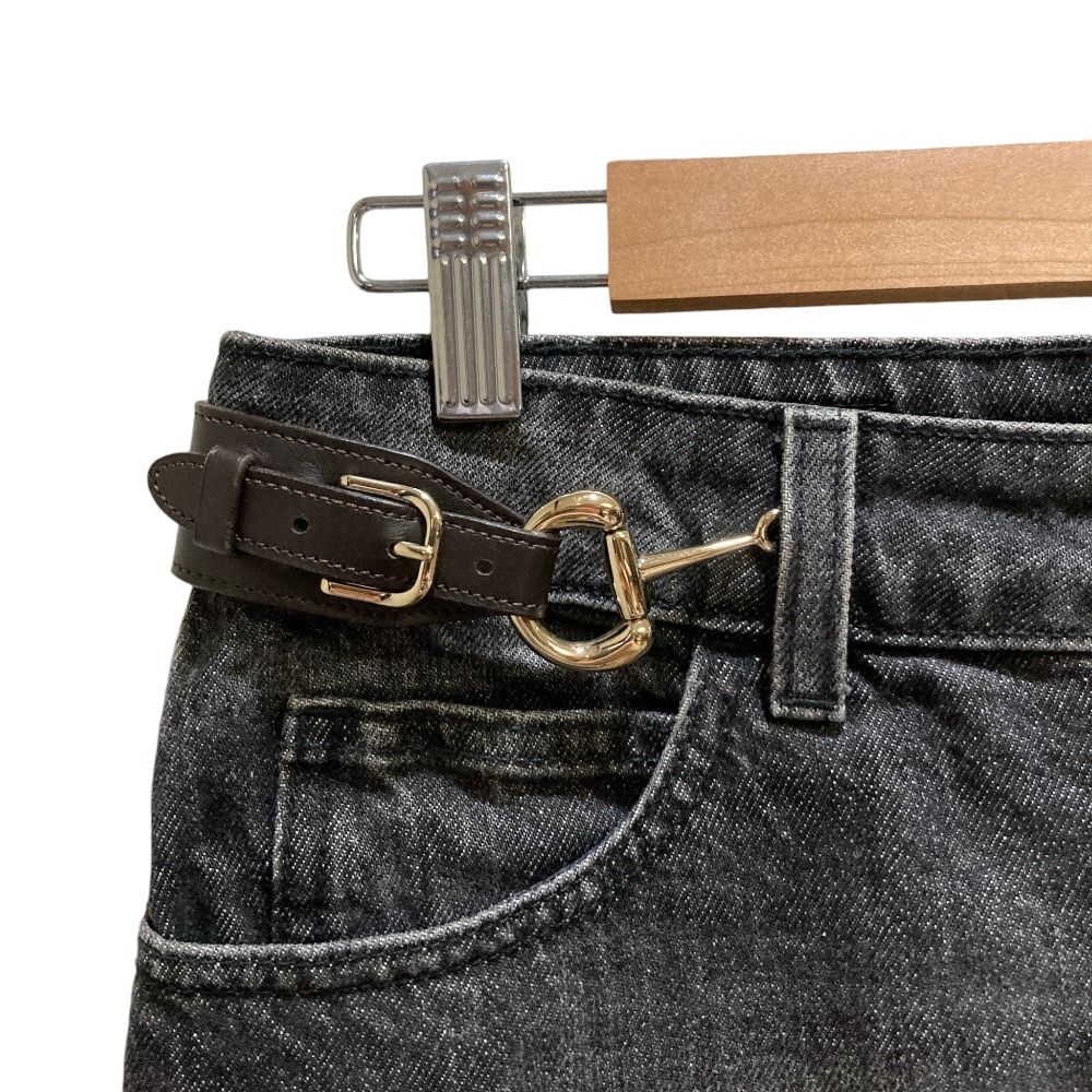 Gucci Horsebit Denim Mini Skirt Gray — view 2