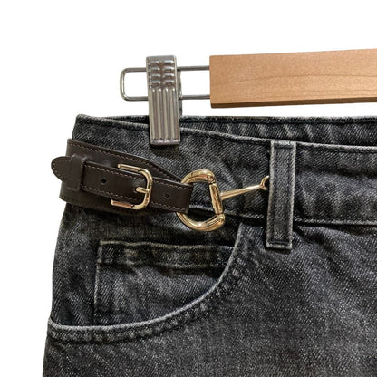 Gucci Horsebit Denim Mini Skirt Gray — view 2