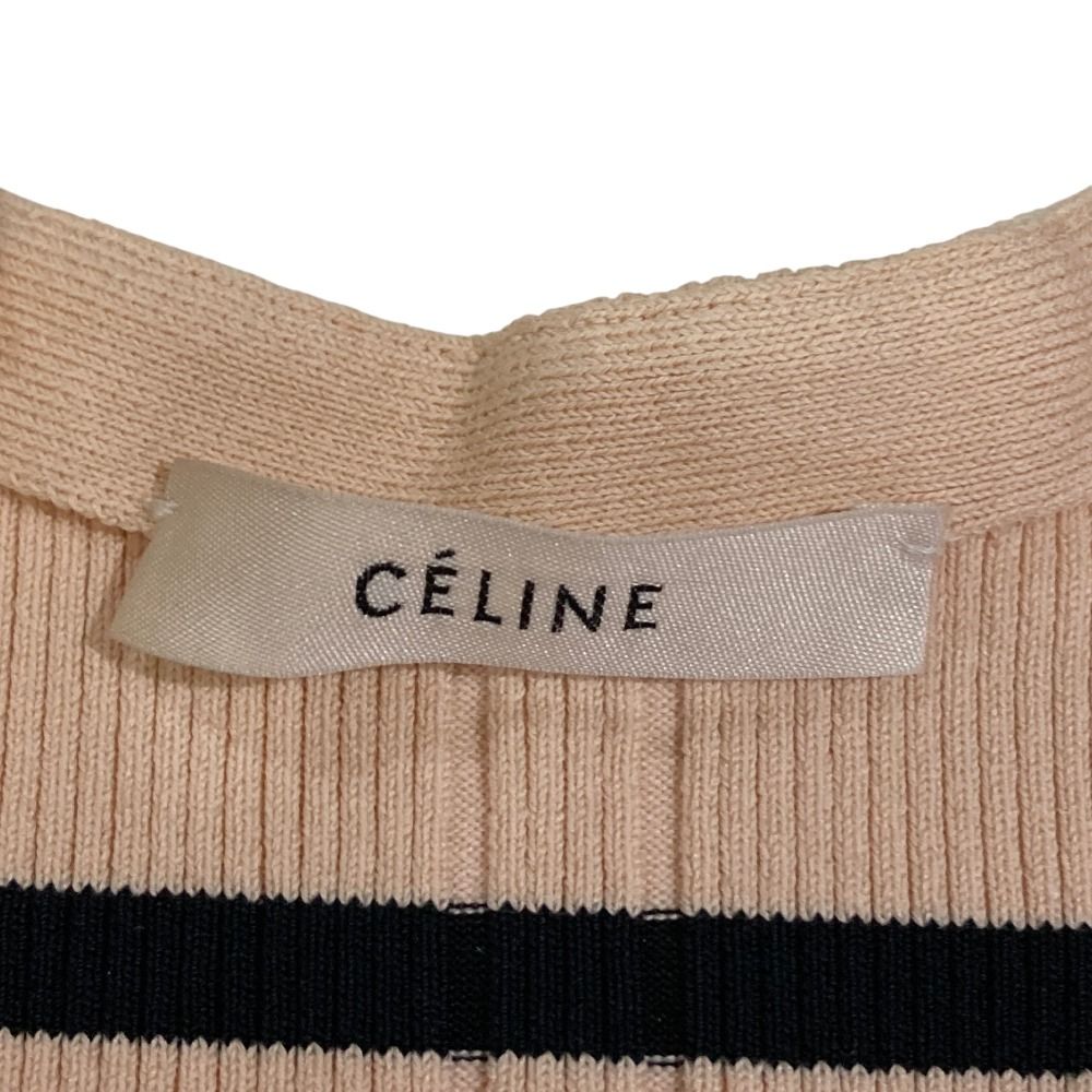 Celine Phoebe Philo Era Border Rib Knit Top Beige Black Sweater M — view 6