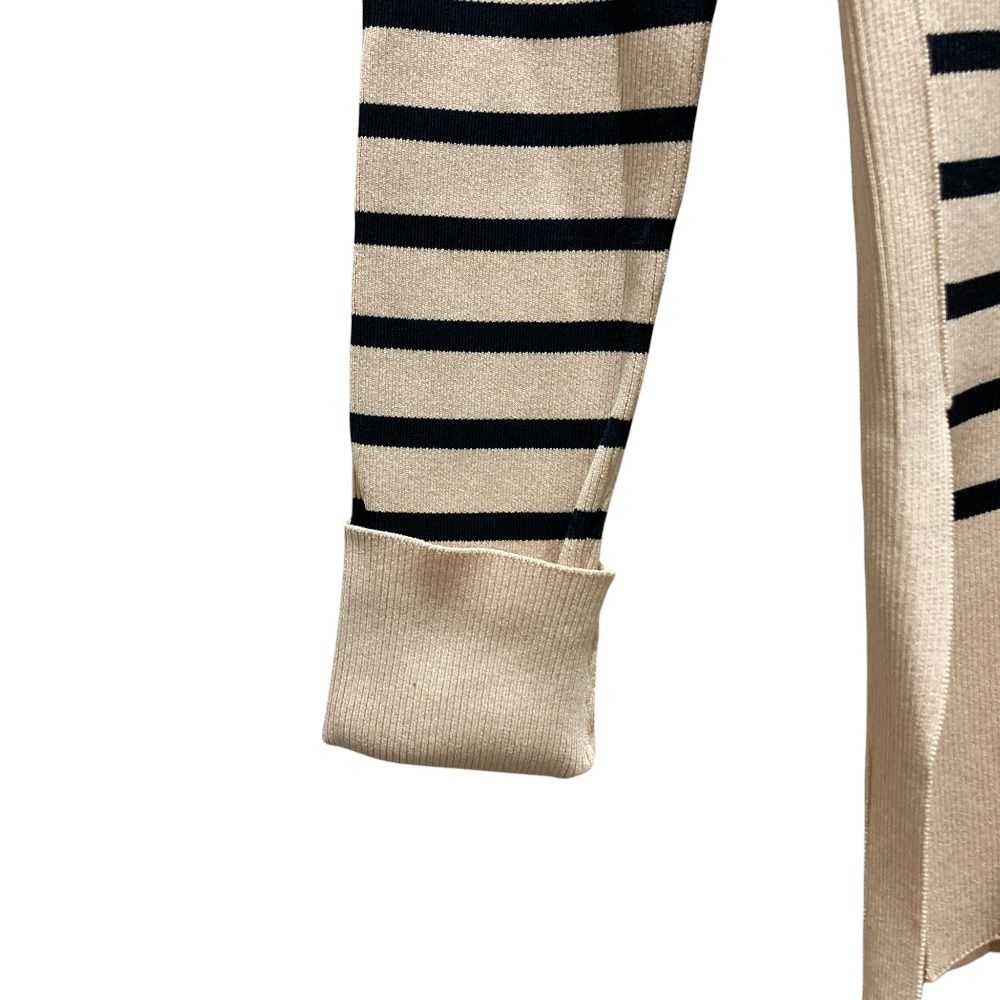 Celine Phoebe Philo Era Border Rib Knit Top Beige Black Sweater M — view 3