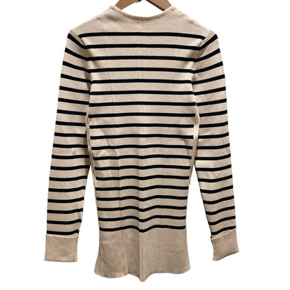 Celine Phoebe Philo Era Border Rib Knit Top Beige Black Sweater M — view 5