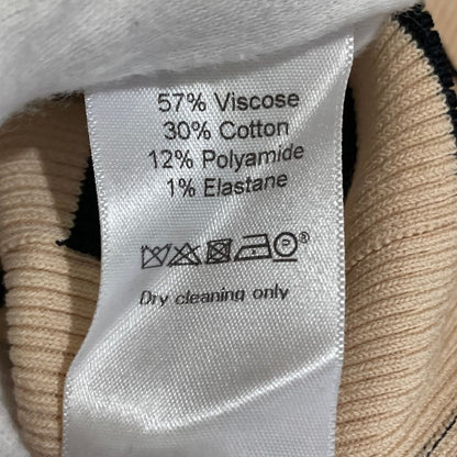 Celine Phoebe Philo Era Border Rib Knit Top Beige Black Sweater M — view 8