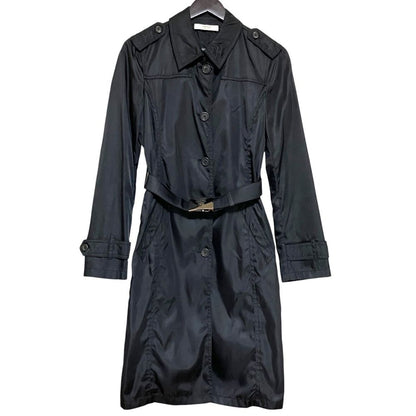 Prada Nylon Trench Coat with Belt Black 40