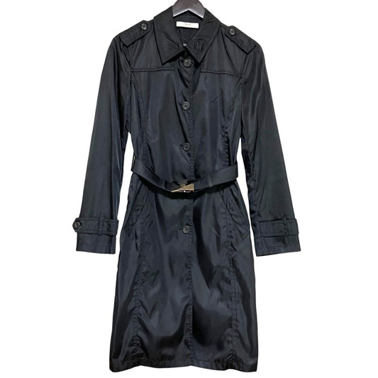 Prada Nylon Trench Coat with Belt Black 40