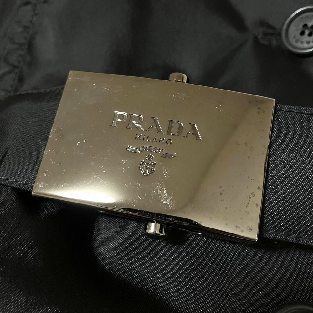 Prada Nylon Trench Coat with Belt Black 40 — view 5