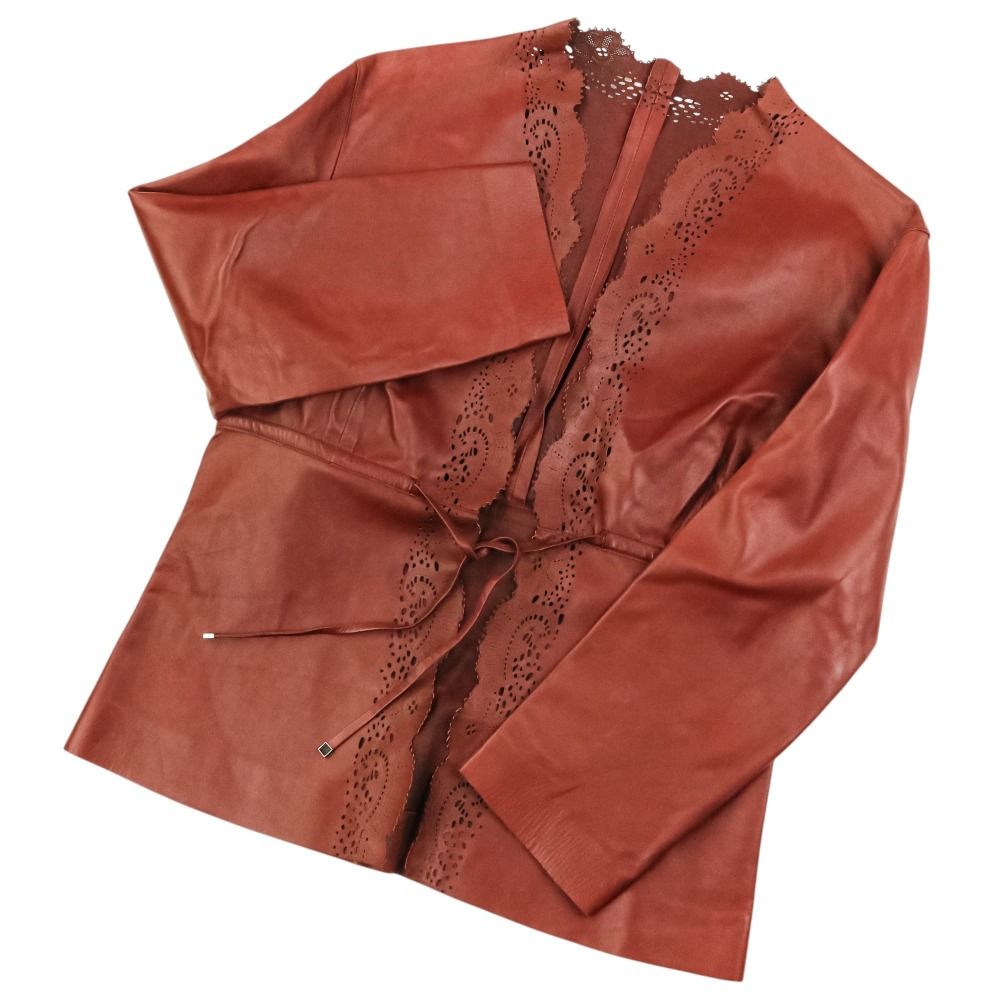 Gucci Tom Ford Era Cut Work Leather Jacket Red — view 6