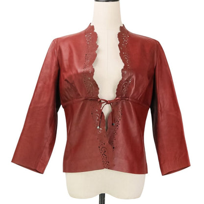 Gucci Tom Ford Era Cut Work Leather Jacket Red — view 2