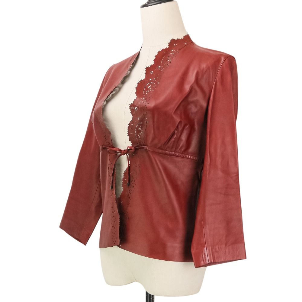Gucci Tom Ford Era Cut Work Leather Jacket Red — view 3