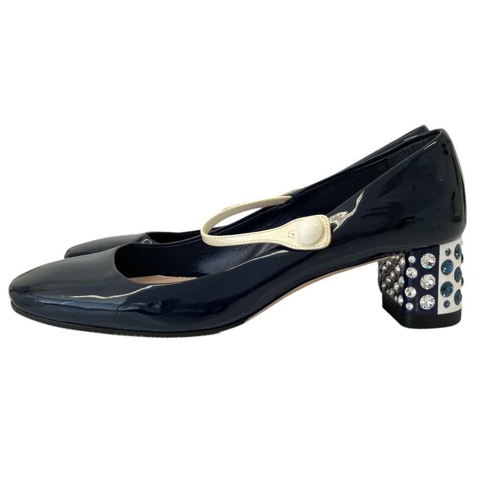 Miu Miu Bijou Heels Pumps Navy — view 2