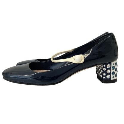 Miu Miu Bijou Heels Pumps Navy — view 2