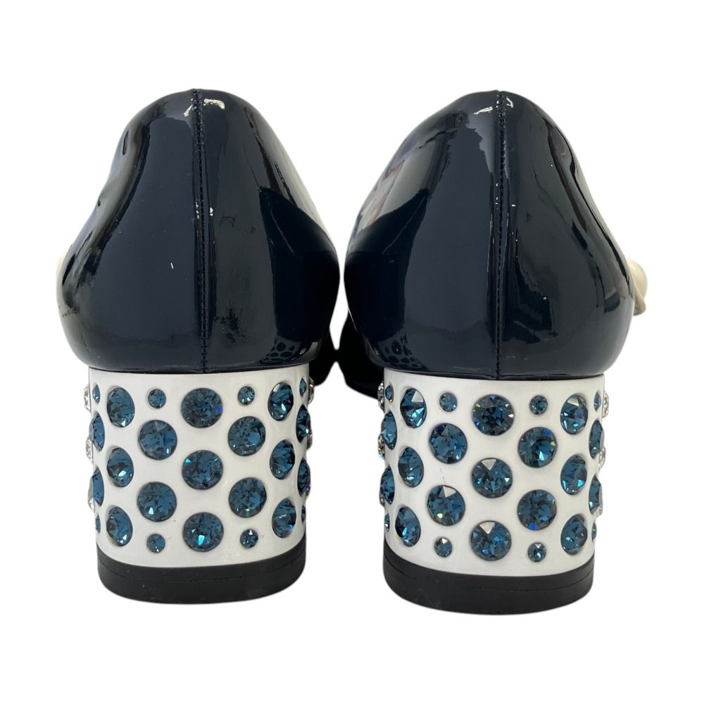 Miu Miu Bijou Heels Pumps Navy — view 3