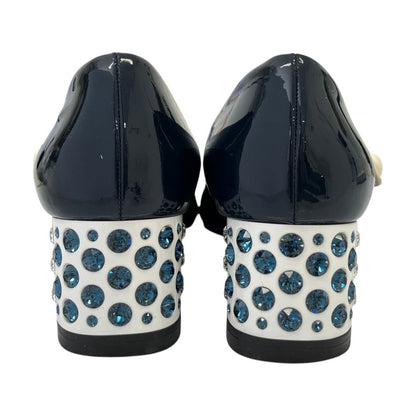 Miu Miu Bijou Heels Pumps Navy — view 3