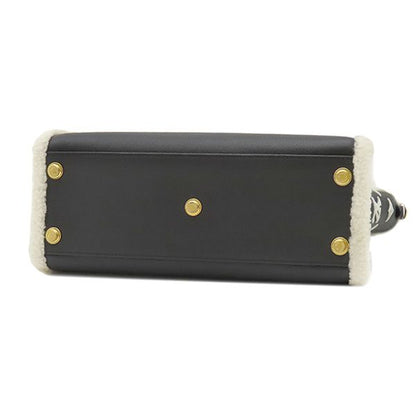 Louis Vuitton 2-Way Bag on My Side MM Leather Shearling Black White Gold Fur — view 3
