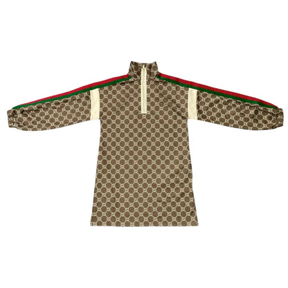 Gucci Dress Technical Jersey Interlocking G Web Stripe Logo Brown