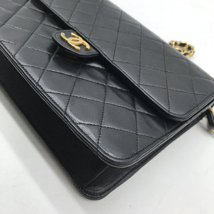 Chanel CC Logo Push Lock Lambskin Quilted Shoulder Bag Black — view 4