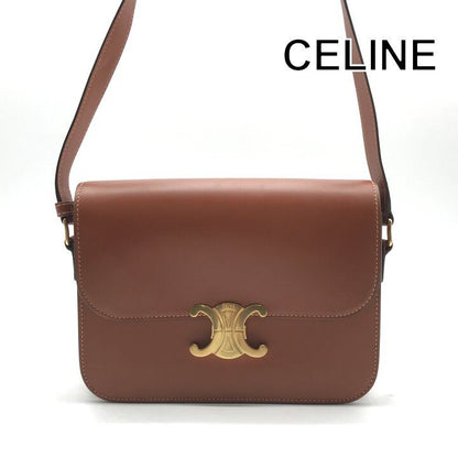 Celine Triomphe Leather Shoulder Bag Brown
