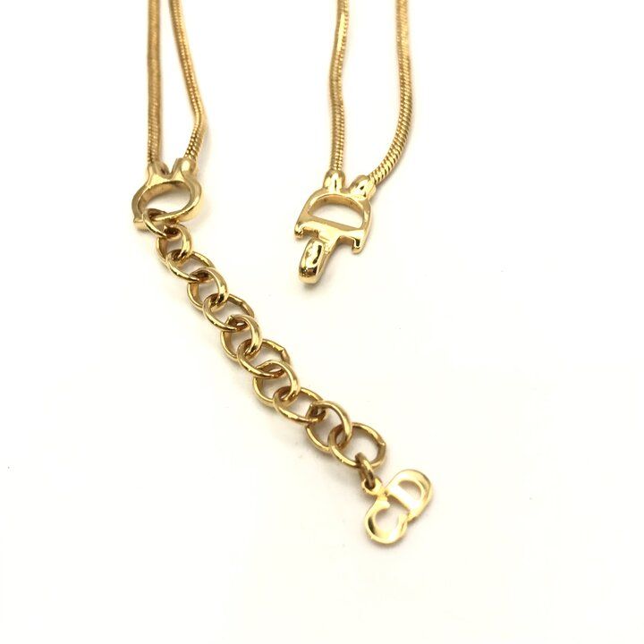 Dior Logo Motif Snake Necklace Gold — view 4
