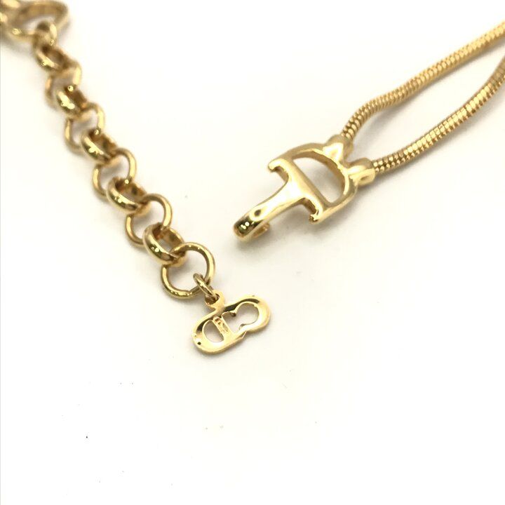 Dior Logo Motif Snake Necklace Gold — view 5