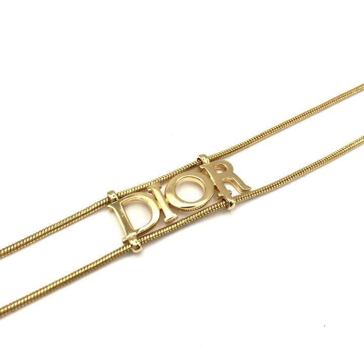 Dior Logo Motif Snake Necklace Gold