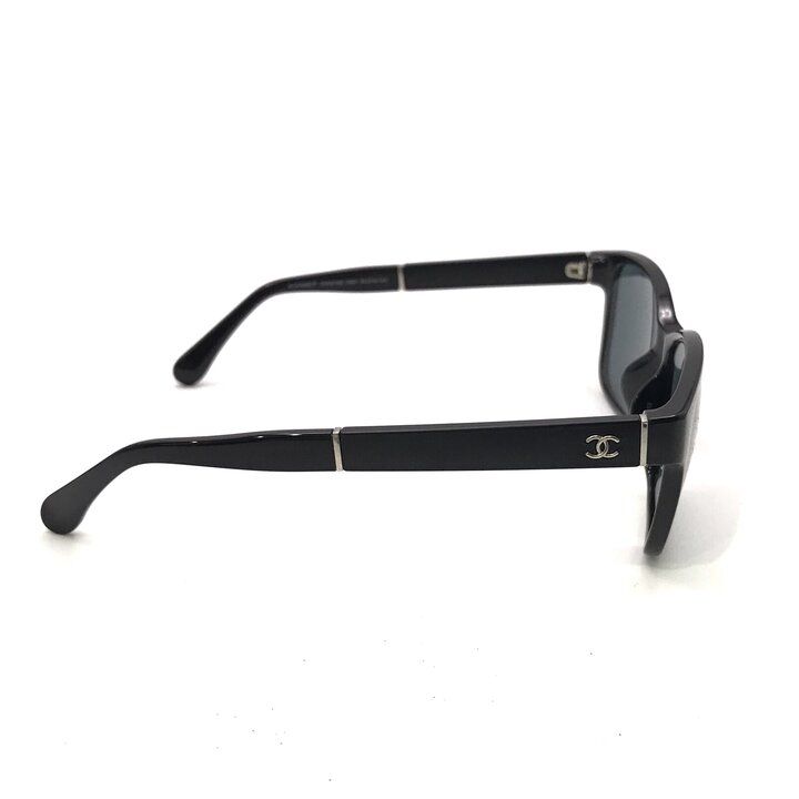 Chanel CC Logo Sunglasses Eyewear Black Silver — view 3