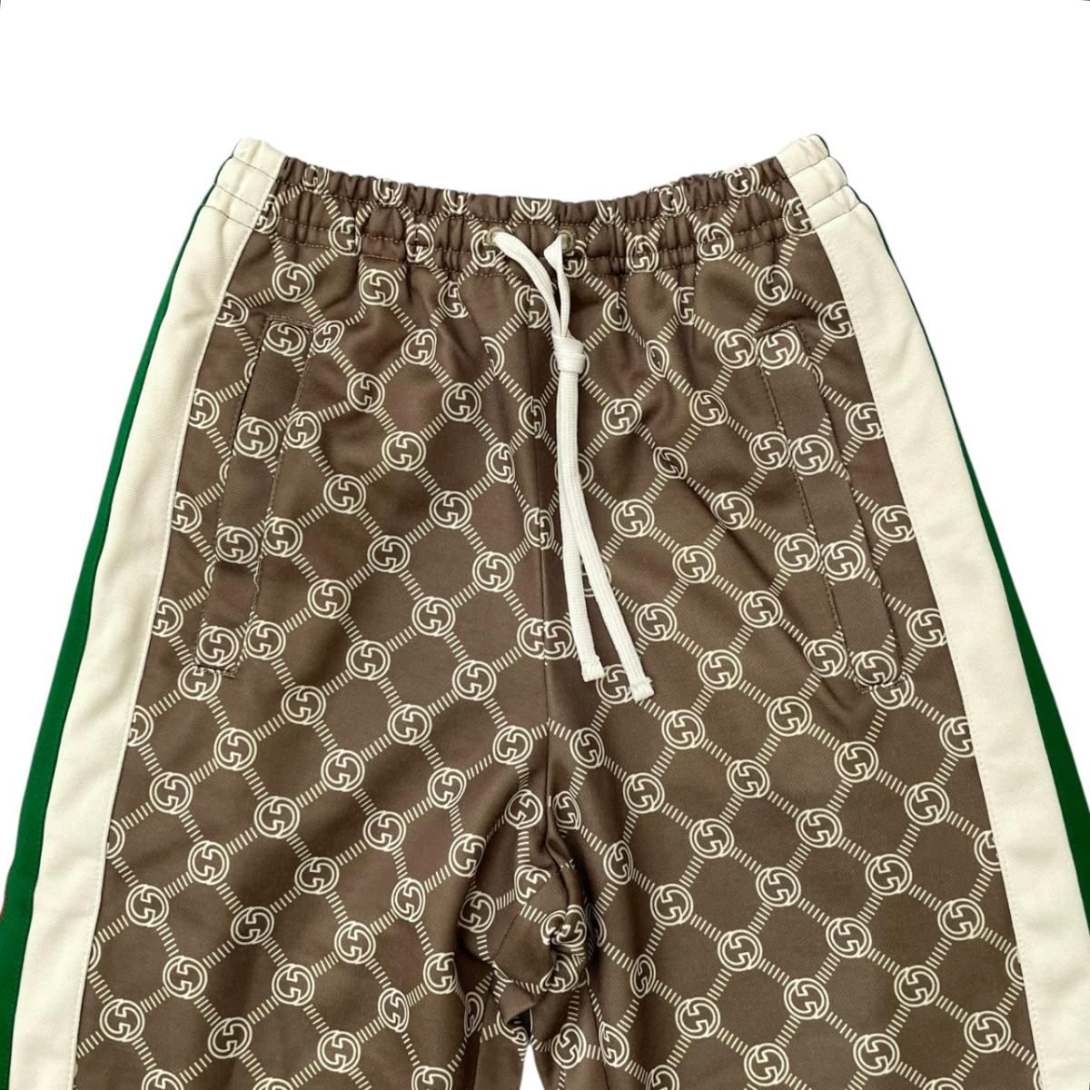 Gucci Jersey Snap Button Track Pants Interlocking G Web Stripe Logo Brown — view 3