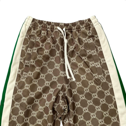 Gucci Jersey Snap Button Track Pants Interlocking G Web Stripe Logo Brown — view 3