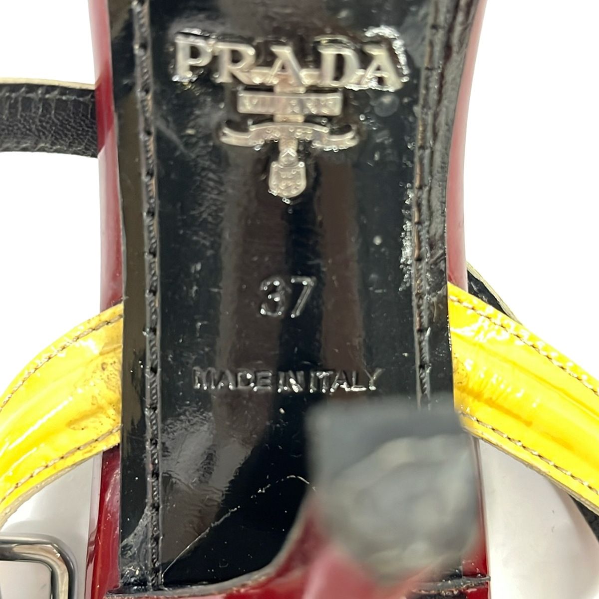 Prada Sandals Yellow Bordeaux Ribbon Leather — view 6
