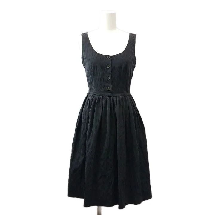 Prada Dress Scoop Neck Sleeveless Black Midi Length 36