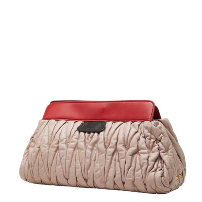 Miu Miu Matelasse Crossbody Shoulder Bag Pink Beige Red Leather — view 2