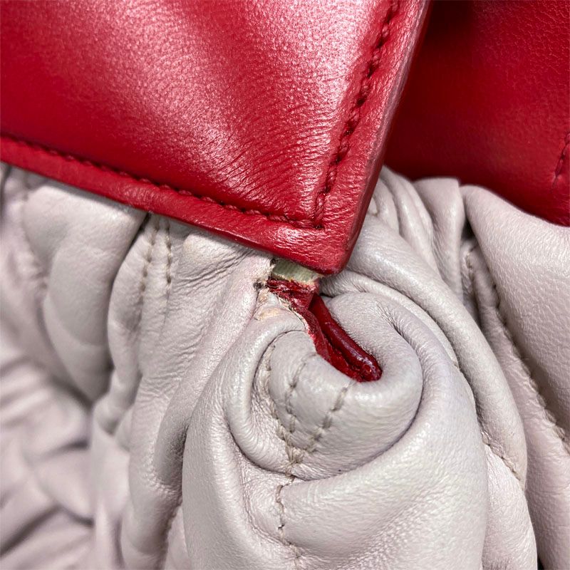 Miu Miu Matelasse Crossbody Shoulder Bag Pink Beige Red Leather — view 8
