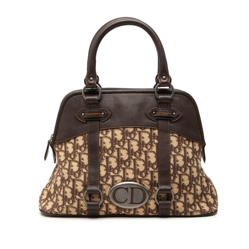 Dior Trotter Handbag Brown Beige Canvas Leather