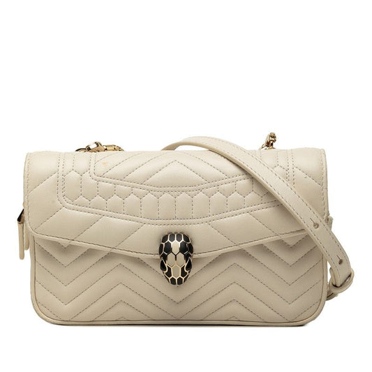 Bvlgari Serpenti Forever Crossbody Shoulder Bag 2-Way White Leather