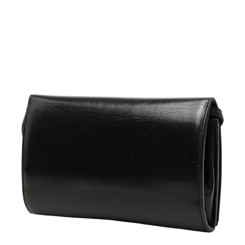 Saint Laurent YSL Logo Crossbody Wallet on Chain Shoulder Bag Black Leather — view 2