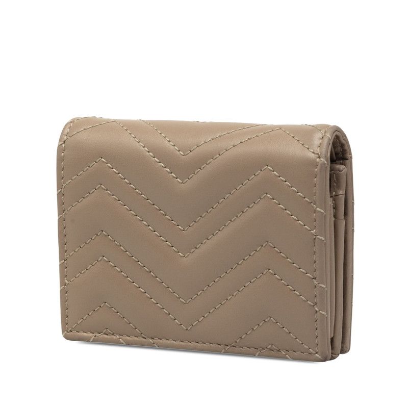 Gucci GG Marmont Bifold Wallet Compact Double G Greige Leather — view 2